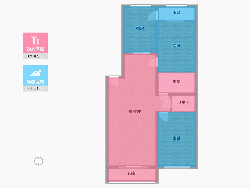 吉林省-延边朝鲜族自治州-杰园公寓-94.40-户型库-动静分区