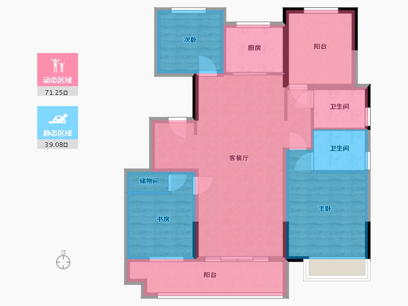 安徽省-滁州市-金鹏山河筑-95.97-户型库-动静分区