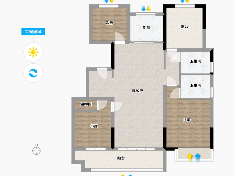 安徽省-滁州市-金鹏山河筑-95.97-户型库-采光通风