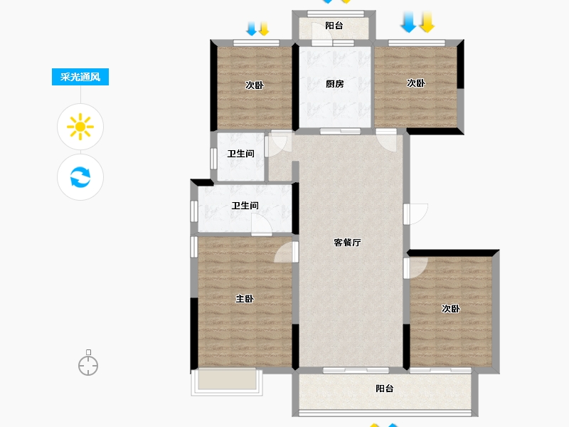 河南省-新乡市-理想城-114.08-户型库-采光通风