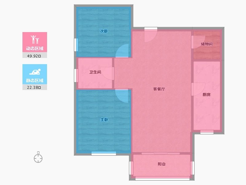 甘肃省-兰州市-飞天家园C区-70.47-户型库-动静分区