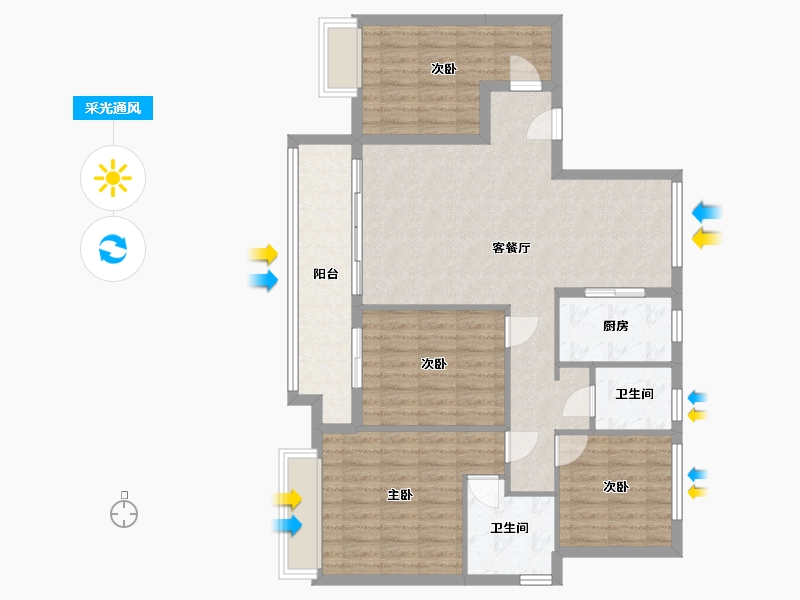 安徽省-安庆市-融创岳未来-108.80-户型库-采光通风