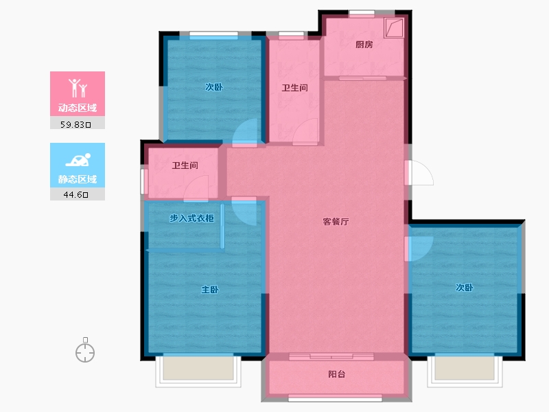 天津-天津市-经纬城市绿洲滨海-108.80-户型库-动静分区