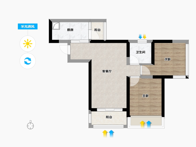 四川省-攀枝花市-领地阳光花城-54.19-户型库-采光通风