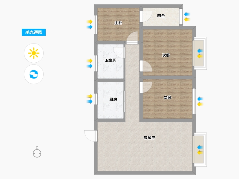 河北省-保定市-锦尚小区-82.40-户型库-采光通风