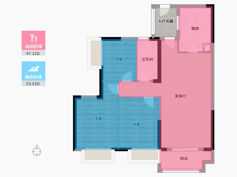 湖南省-长沙市-望达望云湖-71.56-户型库-动静分区