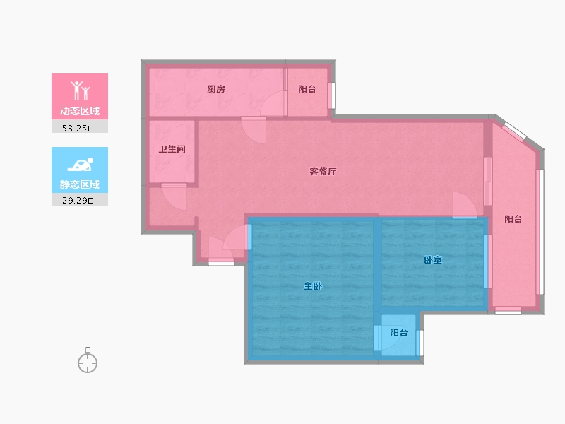 北京-北京市-望花路西里社区西院-76.00-户型库-动静分区