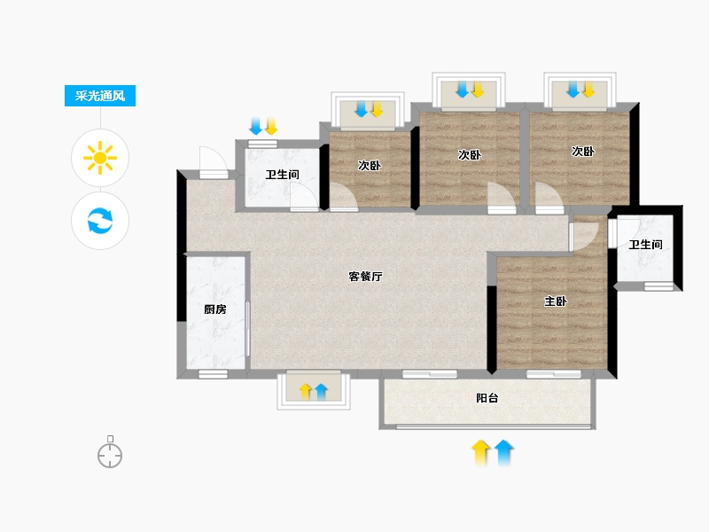 四川省-巴中市-置信国际社区二期-96.00-户型库-采光通风