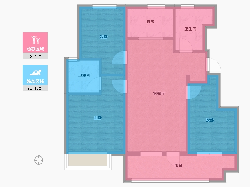 辽宁省-大连市-保利时代-78.40-户型库-动静分区