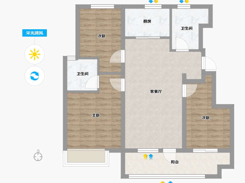 辽宁省-大连市-保利时代-78.40-户型库-采光通风