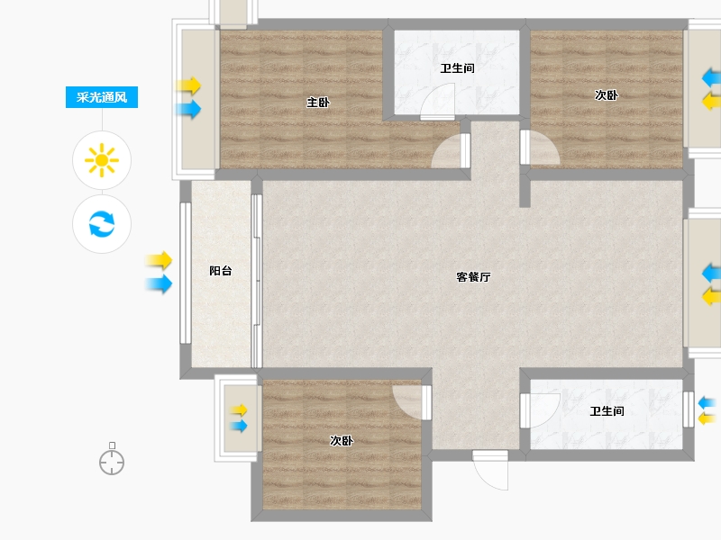 河北省-石家庄市-祥云国际-110.19-户型库-采光通风