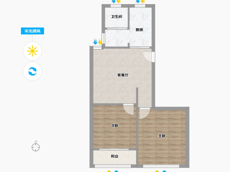 上海-上海市-由由二村社区-56.32-户型库-采光通风