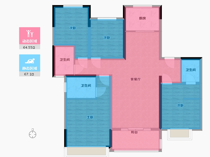 河南省-郑州市-瀚宇天悦湾二号院-117.60-户型库-动静分区