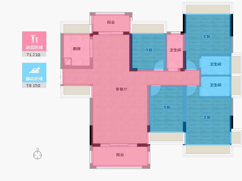 广东省-梅州市-芹洋观邸-124.37-户型库-动静分区