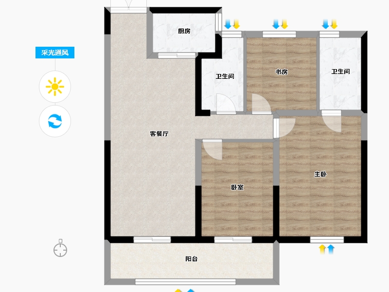 浙江省-温州市-苍南君悦城-89.44-户型库-采光通风