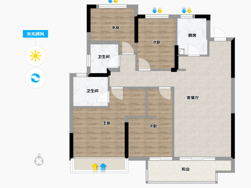 浙江省-衢州市-华达阳光城-95.60-户型库-采光通风