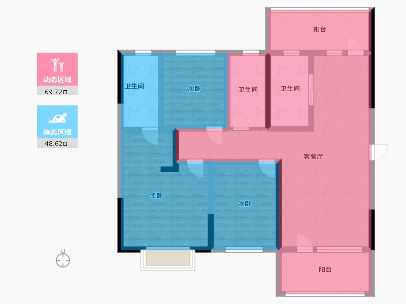 山东省-菏泽市-隆悦龙熙湾湖居生活品鉴中心-104.00-户型库-动静分区