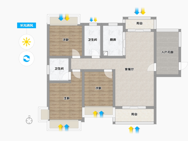 湖南省-株洲市-中房天玺湾-97.40-户型库-采光通风