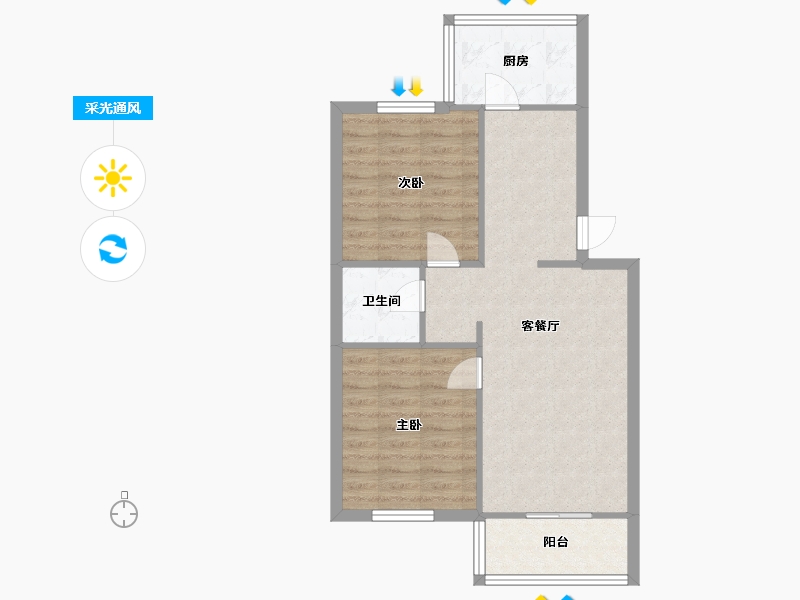 陕西省-宝鸡市-火炬路一号小区-69.06-户型库-采光通风