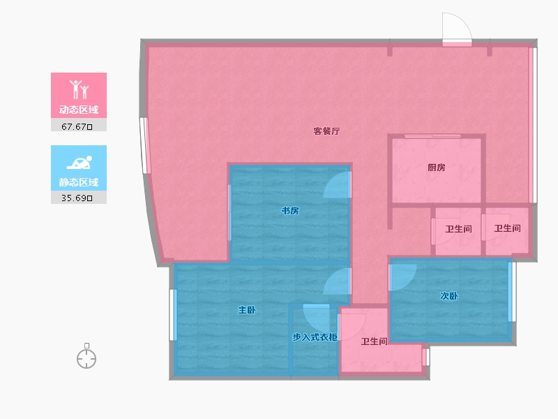 湖北省-黄石市-航宇仁智山水-94.81-户型库-动静分区