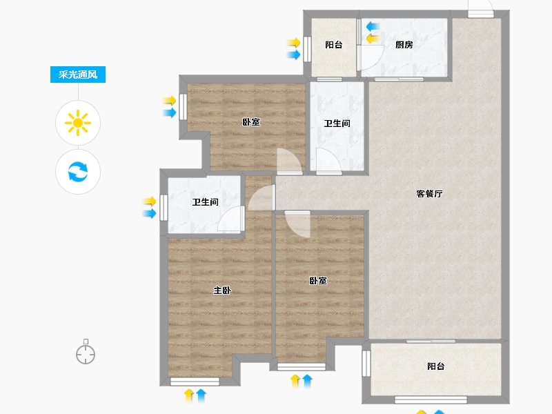 广东省-佛山市-欧浦花城-94.99-户型库-采光通风