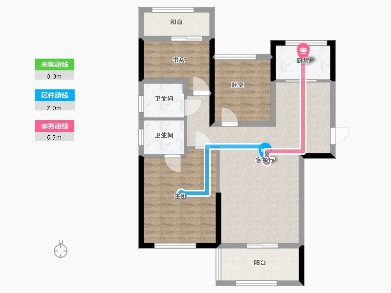 湖南省-长沙市-通号岭绣苑-90.00-户型库-动静线