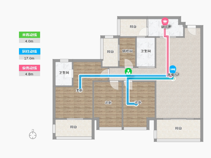 四川省-成都市-九龙仓时代上城-106.12-户型库-动静线