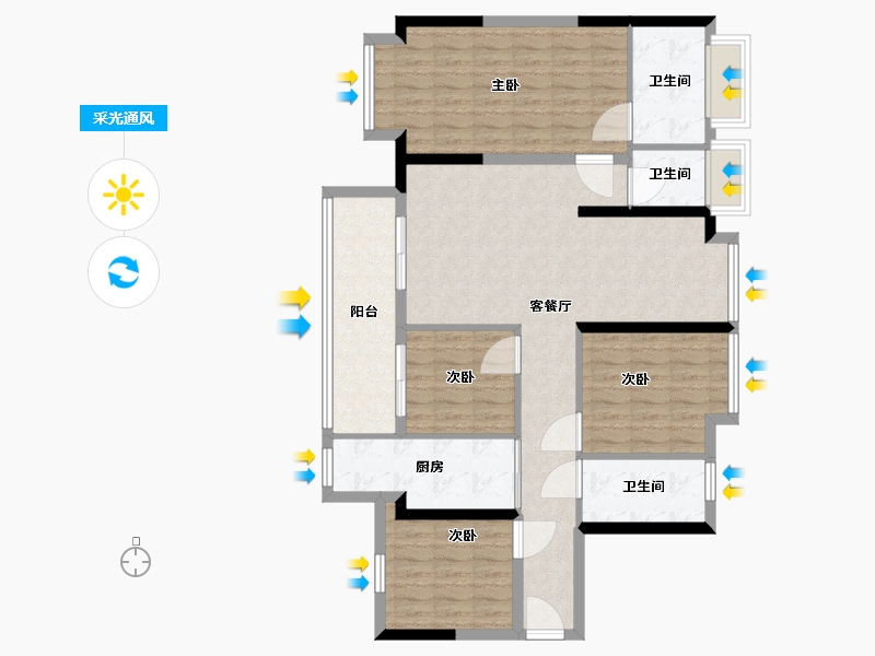 广东省-江门市-恩平国际御峰1栋-110.00-户型库-采光通风