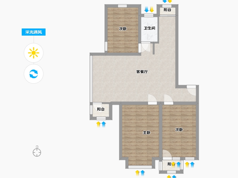 江西省-吉安市-科苑小区-84.80-户型库-采光通风