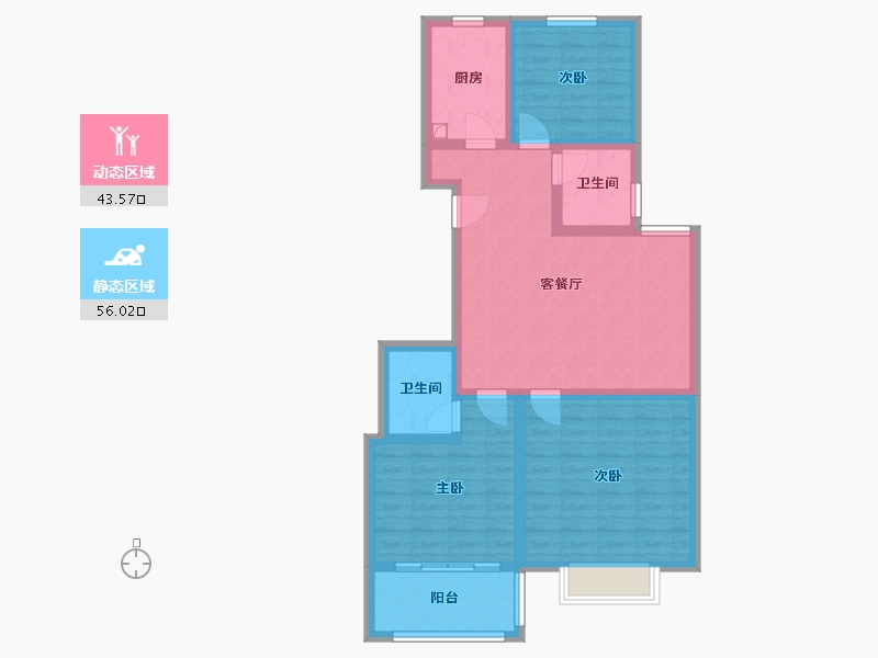 山东省-济宁市-汶上县理想花园小区-88.69-户型库-动静分区