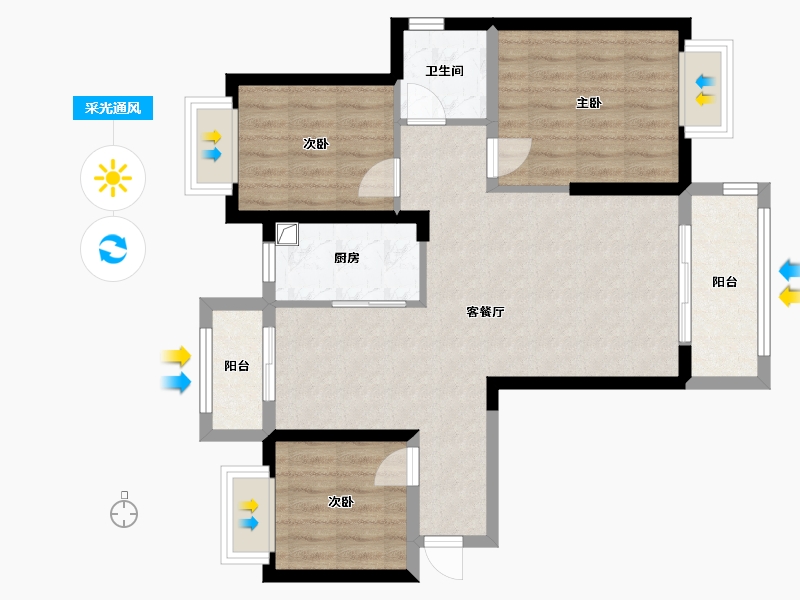 江西省-南昌市-新时代小区-83.62-户型库-采光通风