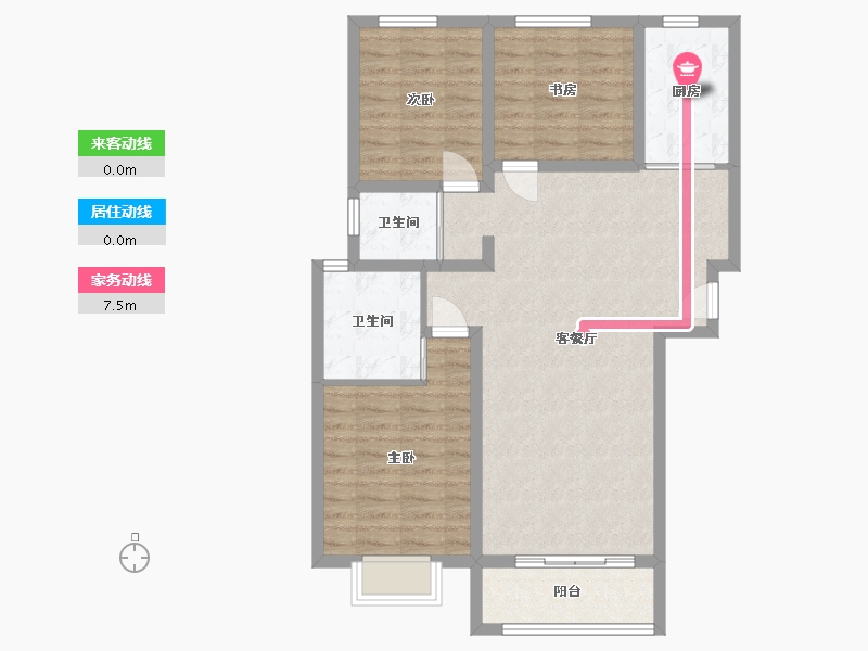 河北省-邢台市-幸福里小区-104.78-户型库-动静线