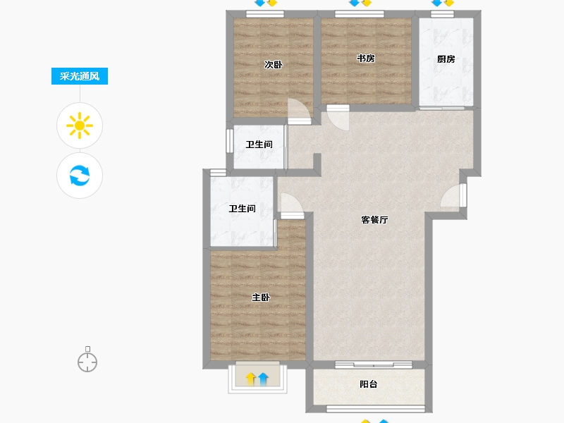 河北省-邢台市-幸福里小区-104.78-户型库-采光通风