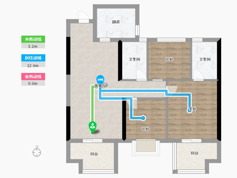 福建省-福州市-恒宇国际观邸-72.00-户型库-动静线