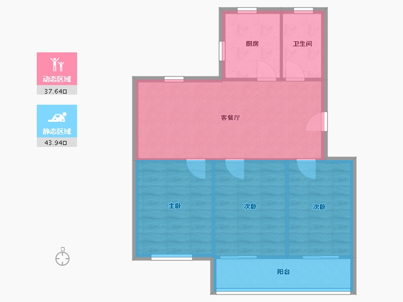 江苏省-南通市-南川园新村-88.21-户型库-动静分区