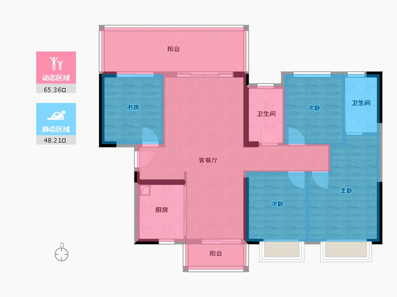 广西壮族自治区-南宁市-南宁奥园瀚德棠悦府-97.60-户型库-动静分区