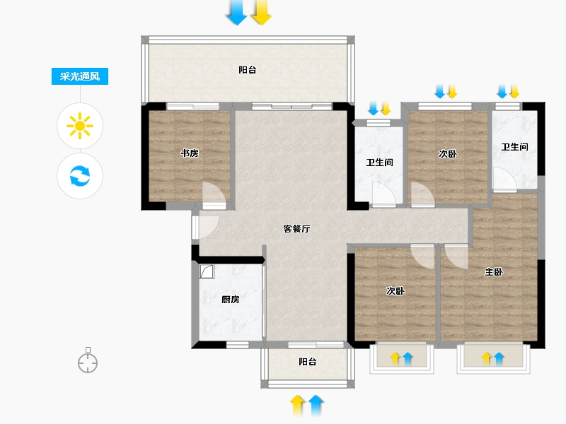 广西壮族自治区-南宁市-南宁奥园瀚德棠悦府-97.60-户型库-采光通风