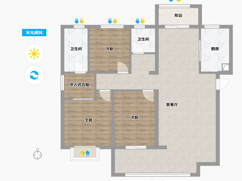 湖北省-咸宁市-崇阳壹号院-101.60-户型库-采光通风