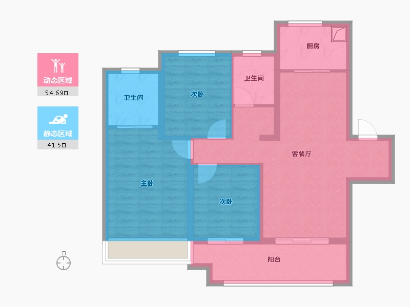 河南省-郑州市-兴港云著-86.00-户型库-动静分区