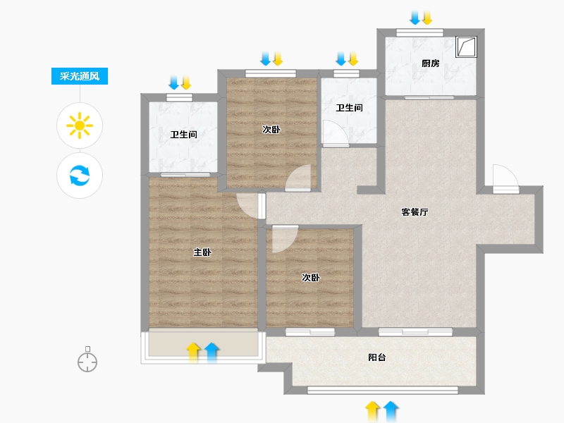 河南省-郑州市-兴港云著-86.00-户型库-采光通风