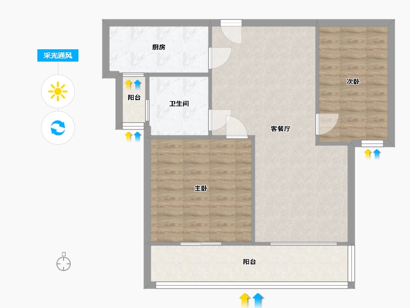 江苏省-南京市-北外滩水城-三街区-74.93-户型库-采光通风