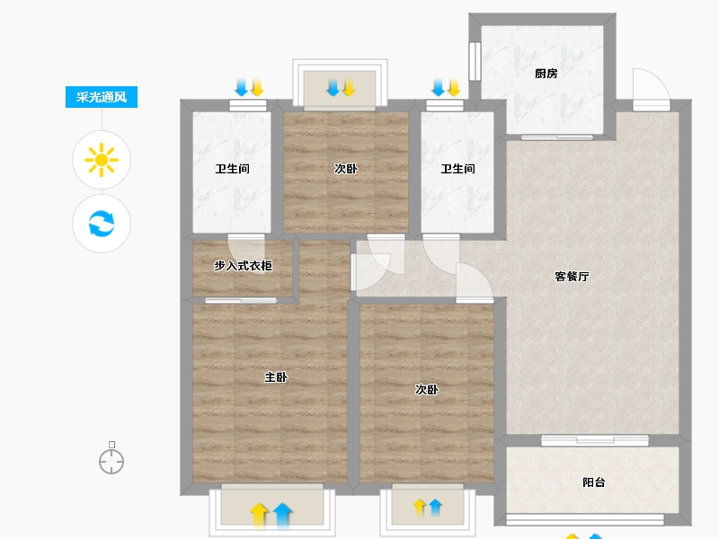 浙江省-台州市-誉峰嘉园-78.72-户型库-采光通风