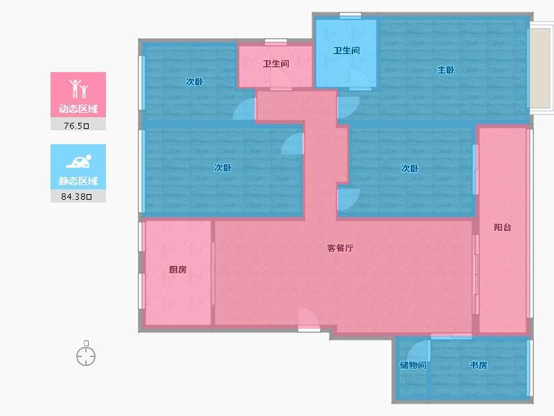 湖南省-长沙市-保利中航城四期-K区-122.37-户型库-动静分区