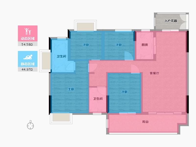 江西省-赣州市-圣塔君悦府-98.65-户型库-动静分区