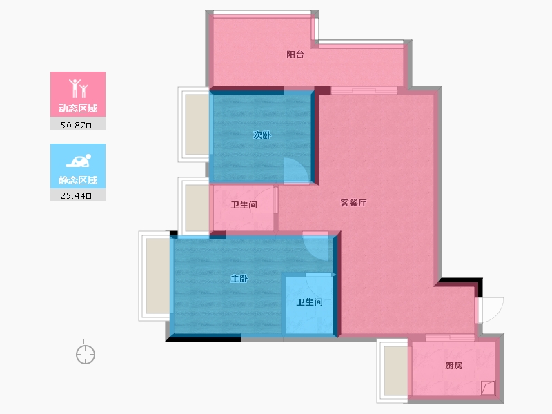 重庆-重庆市-环球时代广场-67.54-户型库-动静分区