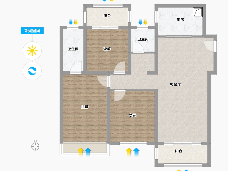 河南省-平顶山市-河东小区-111.20-户型库-采光通风