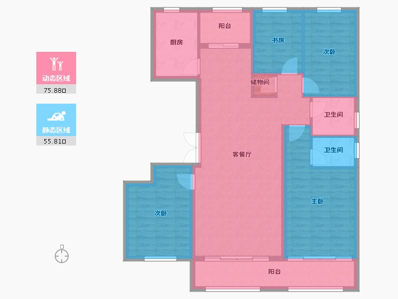 内蒙古自治区-锡林郭勒盟-维多利时代城-133.00-户型库-动静分区