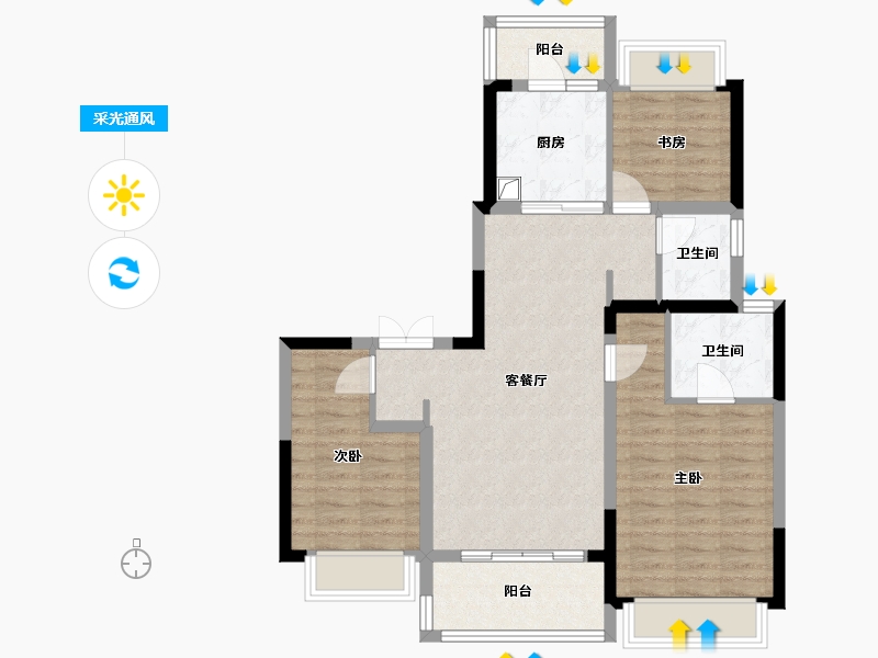 四川省-成都市-国贸锦原-86.63-户型库-采光通风