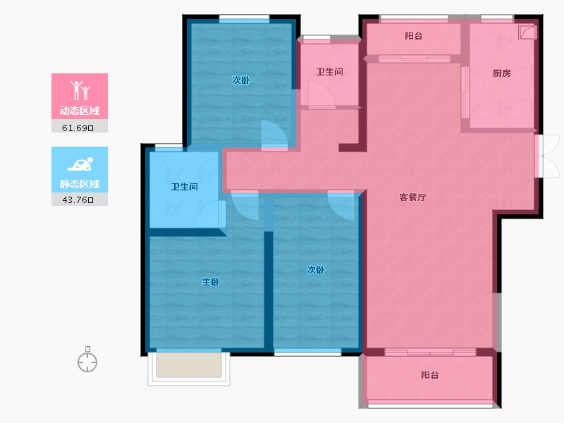 陕西省-西安市-陆港金海岸-112.40-户型库-动静分区