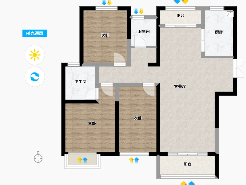 陕西省-西安市-陆港金海岸-112.40-户型库-采光通风